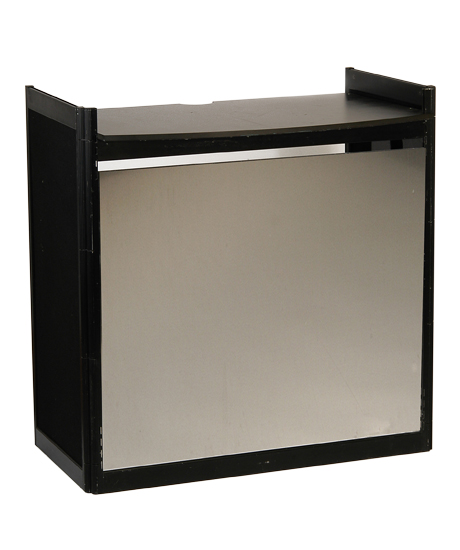 Banco Reception - Finitura in alluminio verniciato colore nero con frontale in acciaio inox