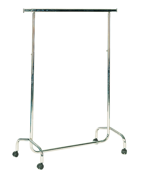 Steel clothes rack – Sample rack, with stainless steel frame on wheels. Size 960 x h1300/2050 mm
