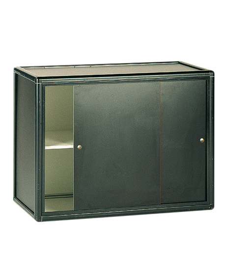 Cabinet - Cabinet with sliding doors in scratch-resistant laminate with black edging in black metal