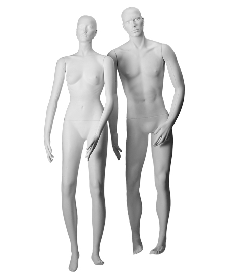 Mannequins - Articulated, white rubber.