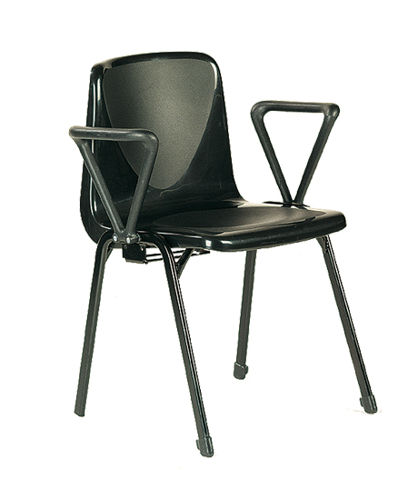 Shell chair - Plastic black chair with black metal frame