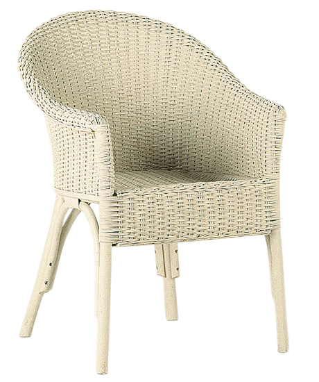 Wicker armchair – In natural wicker rattan, black or white, stackable