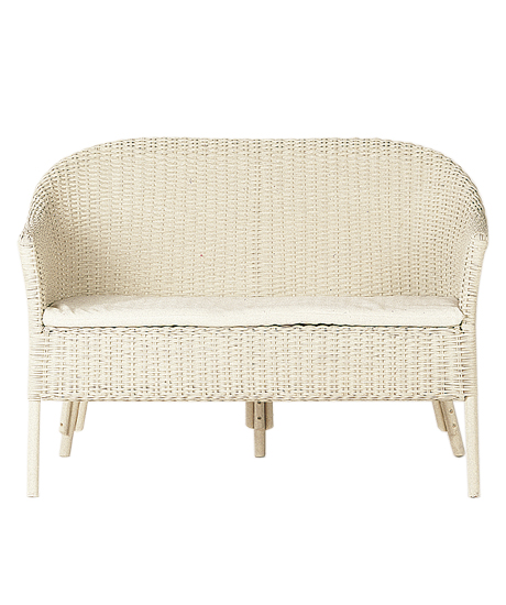 Wicker couch – In natural wicker rattan, white Size 600x1200x h800 mm.