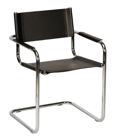 Leather armchair - leather seat and back with chromed steel frame Size 600x600x h 800 mm