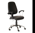 Office chair – In black leather, with chromed steel frame Size 600x600x h 800/900 mm