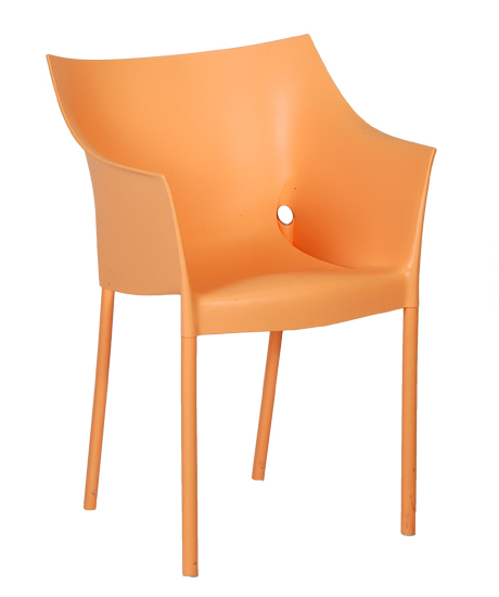 Dr. No chair – In plastic material, colours: green yellow, grey, orange, blue. Size 500x500 x h 800 mm