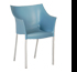 Dr. No chair – In plastic material, colours: green yellow, grey, orange, blue. Size 500x500 x h 800 mm