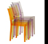 “Le Marie” chair – In clear plastic, colours: orange, red, violet, yellow, white. Size 500x450x h 850 mm