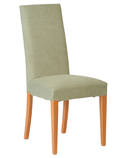 Upholstered chair + upholstered chair with cover- Wooden chair with green upholstery and cover Size Ivory polyester cover