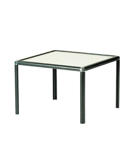 Side tables - In scratch resistant laminate, black or white, with black edging and metal legs Size 630x630x h 430/730 mm